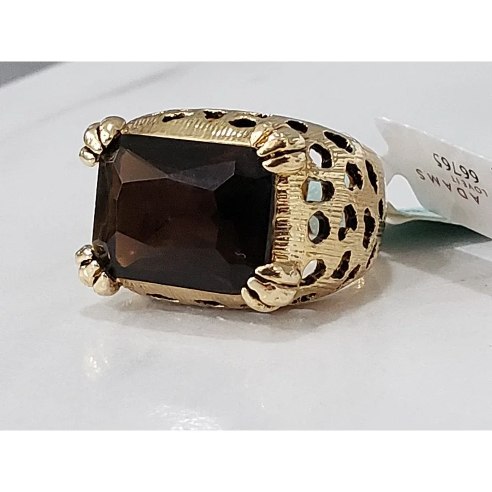 Leopard Jaguar Cocktail AMBER Ring Panther Cocktail Men Women Mob Boss Wife Gold